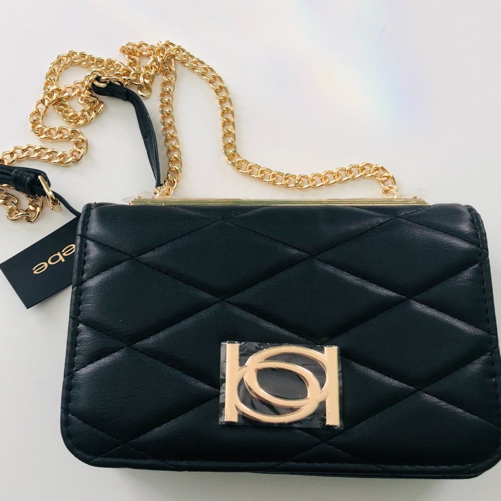 BEBE "Abigail" Logo Top Crossbody NWT Black Bag
